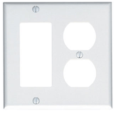 Leviton 84455-40 Stainless Steel Combination 2 Gang Wallplate (1 Duplex/1 Decora/GFCI)